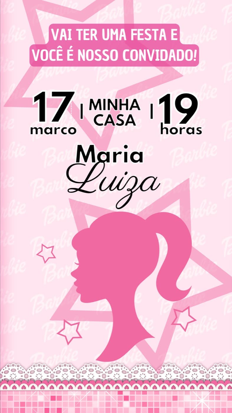 Invitation · Enfants — Anniversaire — Barbie — Bar
