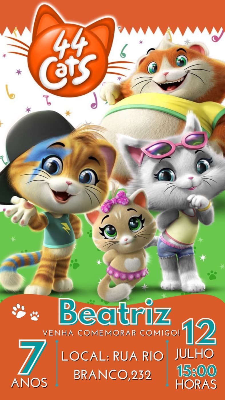 Invitation · Enfants — Anniversaire — 44 Chats — Neta
