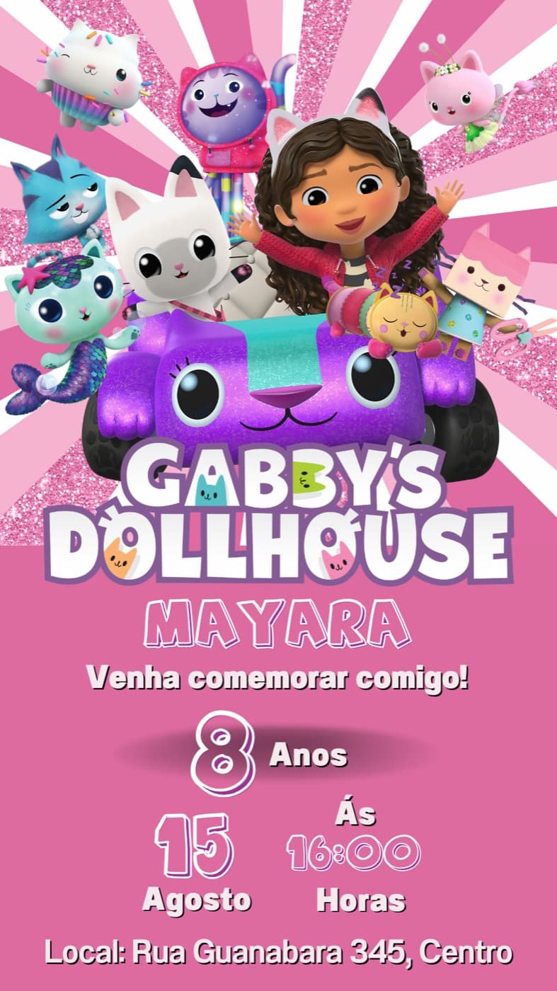 Invitation · Enfants — Anniversaire — Maison de Poupée de Gabby