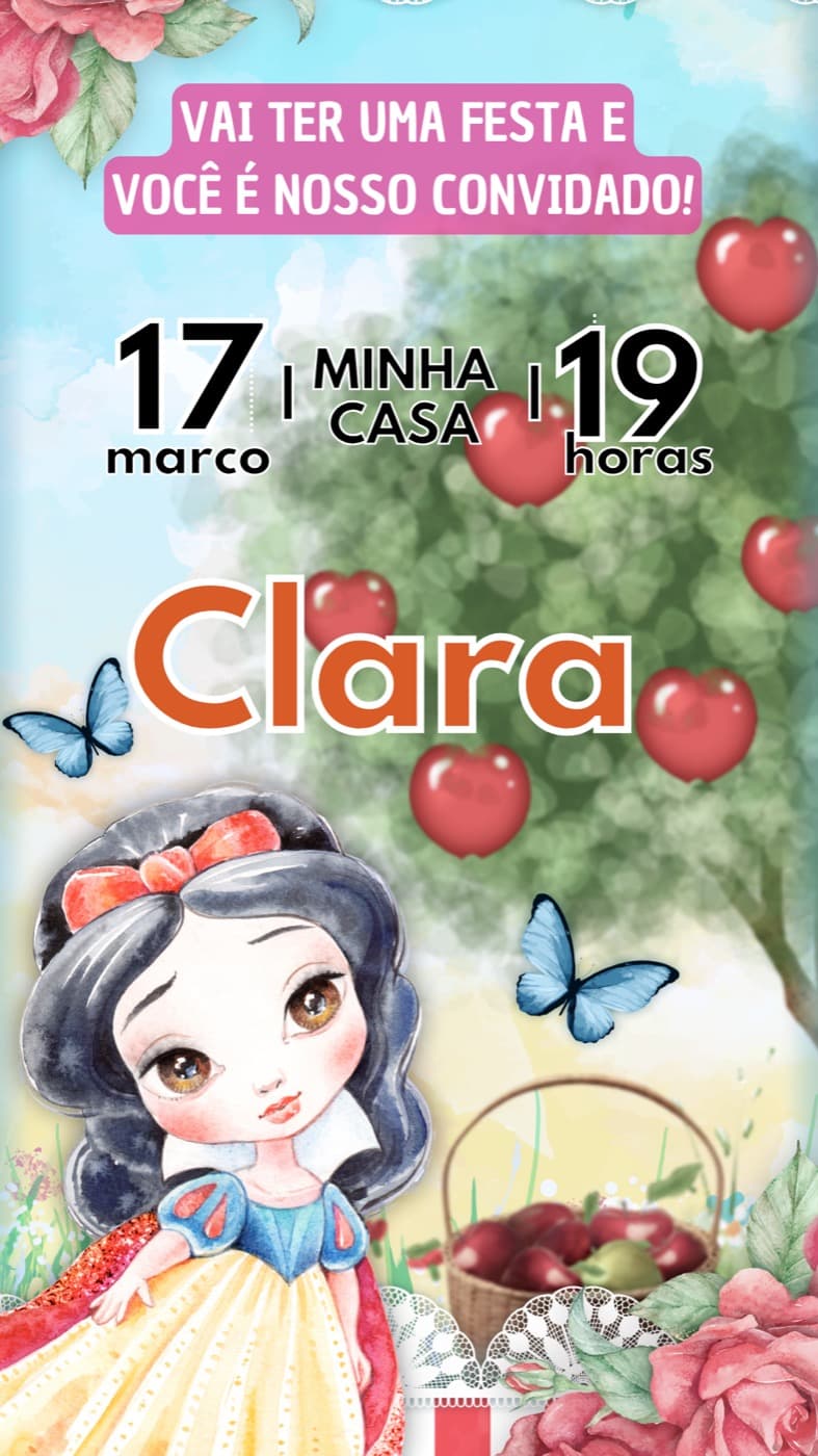 Invitation · Enfants — Anniversaire — Blanche-Neige — Clara